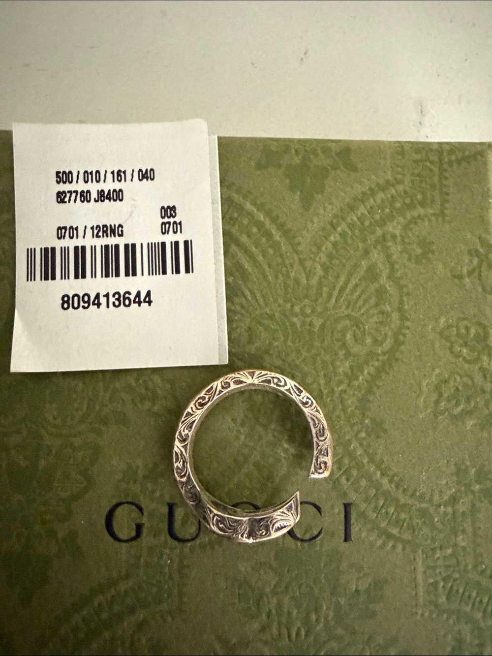 Gucci Silver Floral-Engraved Open Hair Cuff